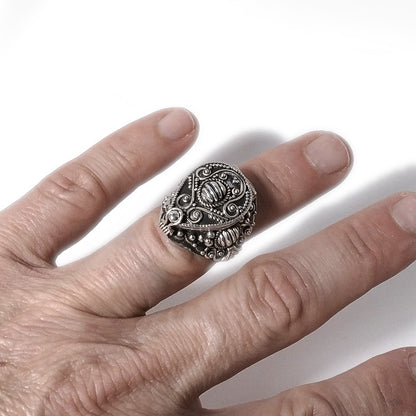 ANELLO AMLA argento 925 veleno puntinato goccia | Gioielli etnici