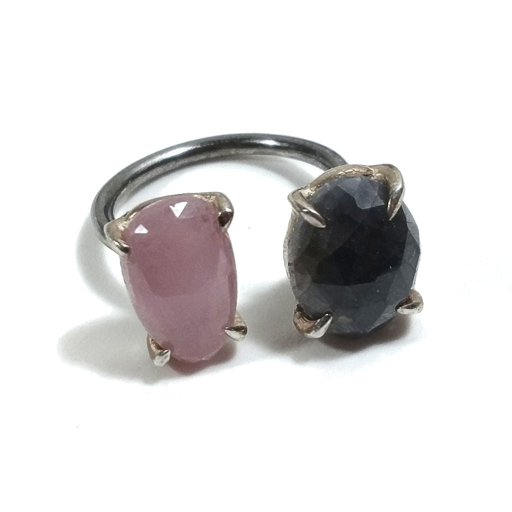 Anello con pietra in argento 925 rosato con Zaffiro rosa e blu | GIOIELLI classici