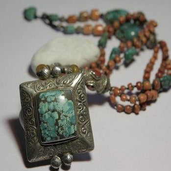 Collana donna etnica argento CORALLO TURCHESE - ilmondodiwit - Collana