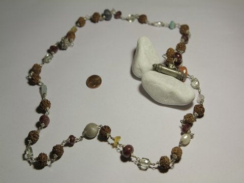 freeitalianjewels - Collana etnica in argento con rudre, pietre dure e porta preghiere - ilmondodiwit - Collana