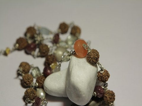 freeitalianjewels - Collana etnica in argento con rudre, pietre dure e porta preghiere - ilmondodiwit - Collana