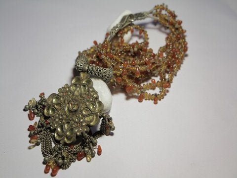 freeitalianjewels - Collana etnica argento CORNIOLA, KUNDAN MEENA - ilmondodiwit - Collana
