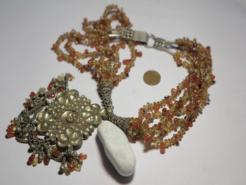 freeitalianjewels - Collana etnica argento CORNIOLA, KUNDAN MEENA - ilmondodiwit - Collana