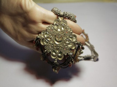 freeitalianjewels - Collana etnica argento CORNIOLA, KUNDAN MEENA - ilmondodiwit - Collana
