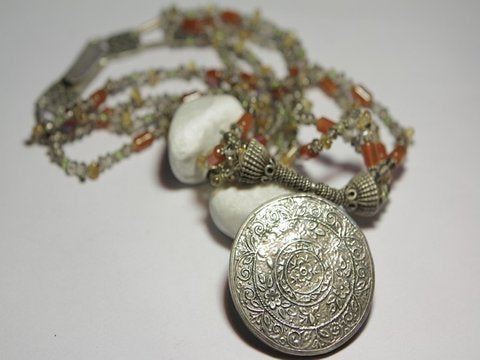 freeitalianjewels - Collana etnica in argento antico con pietre dure - ilmondodiwit - Collana