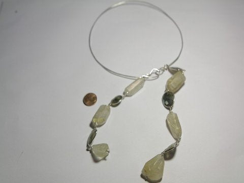 Silver necklace with hard stone pendant