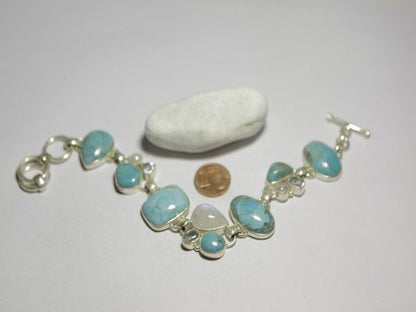Bracciale argento LARIMAR, TOPAZIO AZZURRO, PIETRA DI LUNA – immagine3