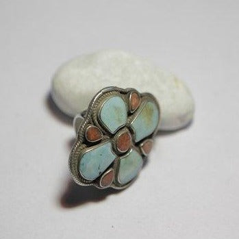 anello argento etnico e pietra