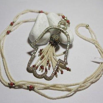 Collana con ciondolo etnico Mano di Fatima