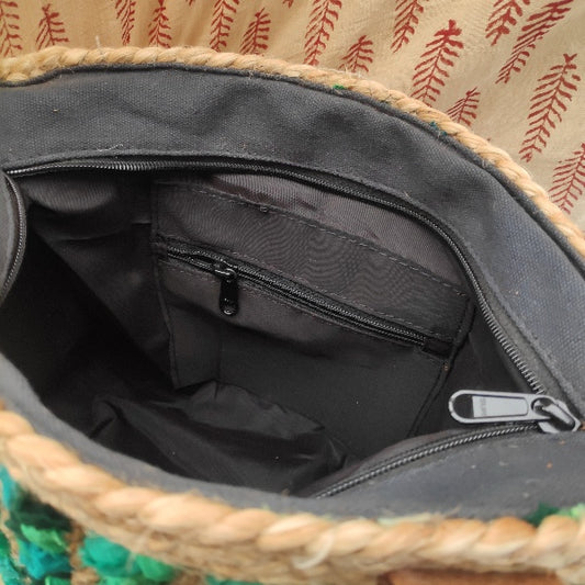 Borsa artigianale realizzato con Canapa e Cuoio – immagine2