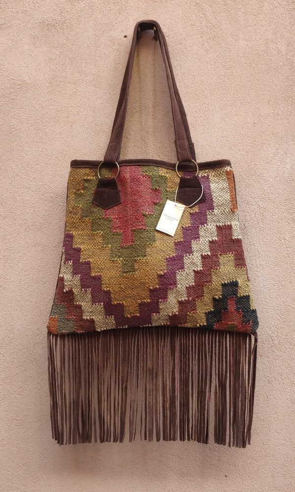 Borsa artigianale realizzato con KILIM e Cuoio