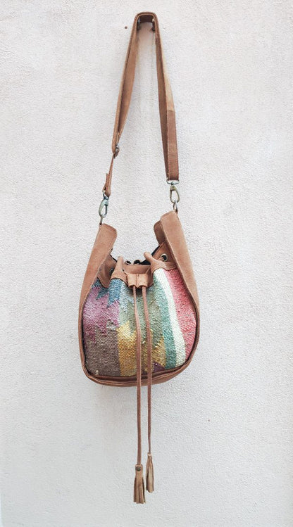 Borsa artigianale realizzato con KILIM e Cuoio – immagine5