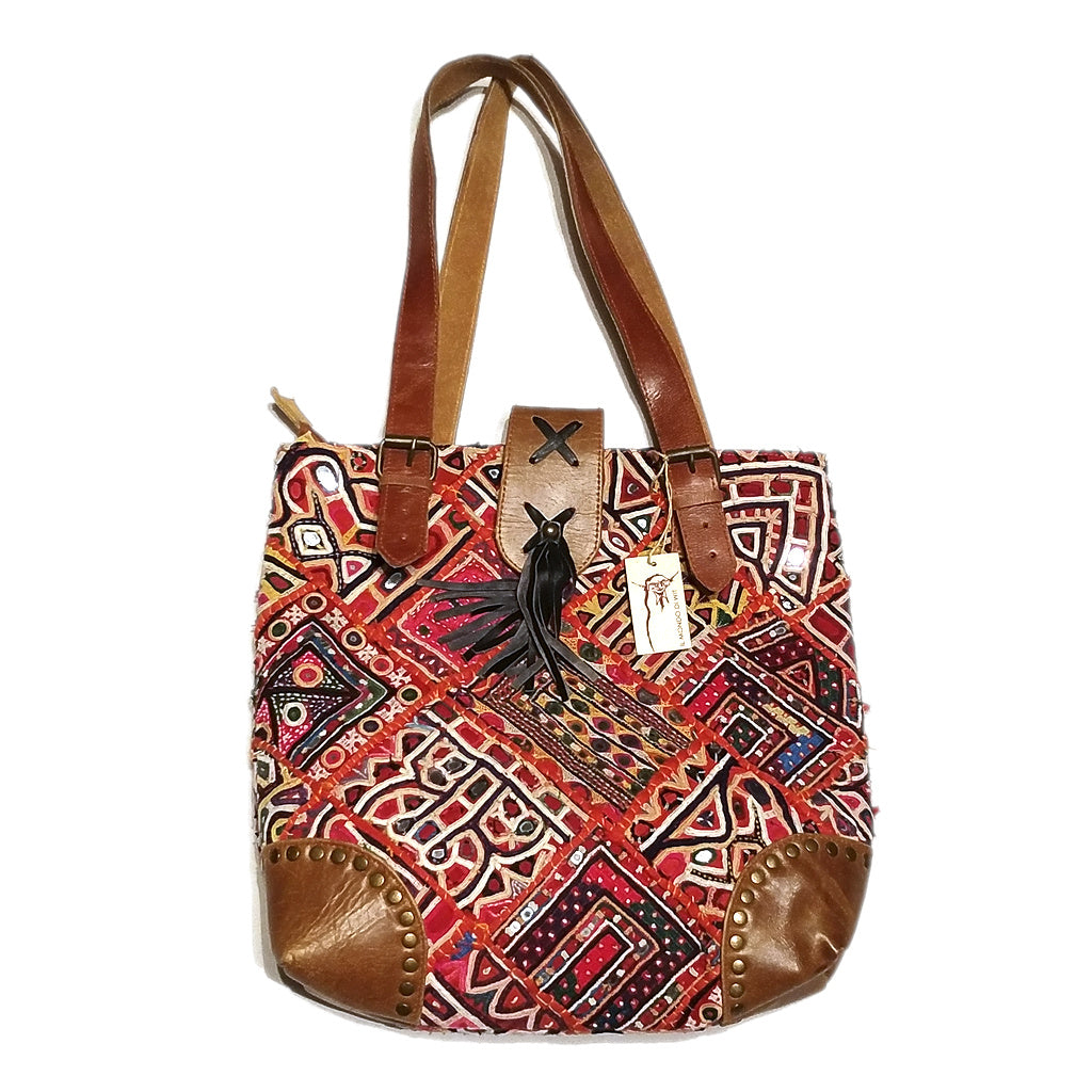 SHOPPER etnico SHREYA - RABARi in pelle e tessuti Vintage | Borse indiane
