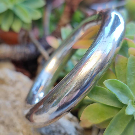 BRACCIALE in argento 925 a fascia bombata - GHATOL – immagine2