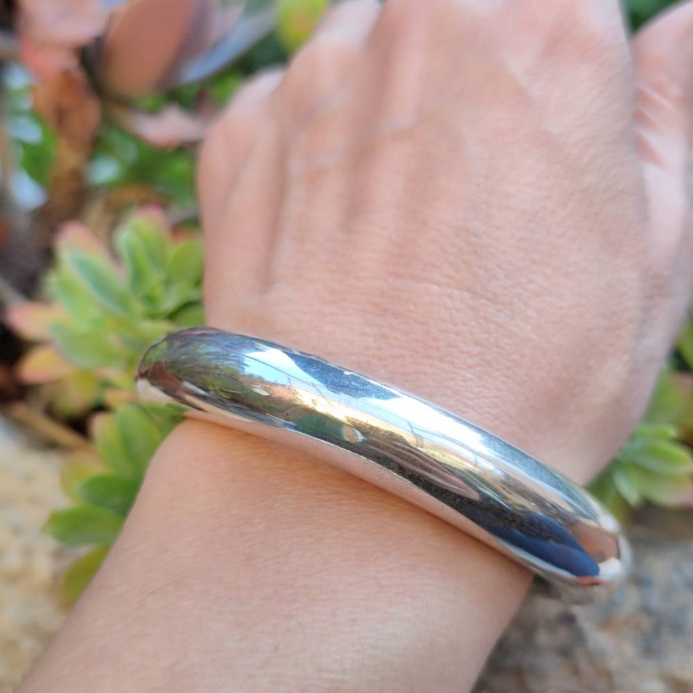 BRACCIALE in argento 925 a fascia bombata - GHATOL – immagine3