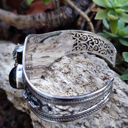 Bracciale rigido in argento 925 con pietra - HARIPURA