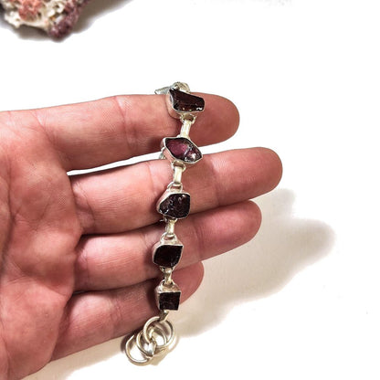 BRACCIALE ADIMU con GRANATO grezzo in argento 925