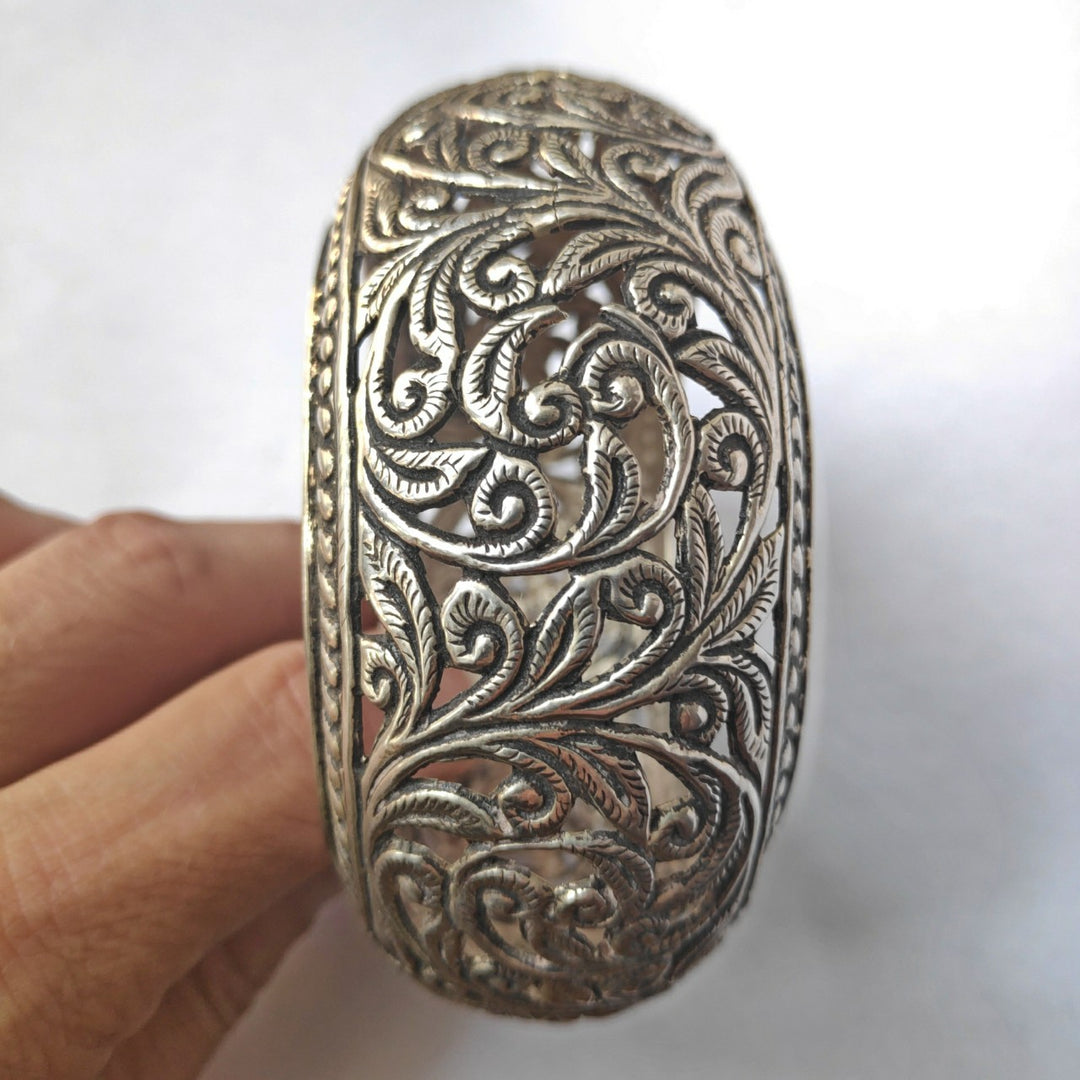 Bracciale rigido artigianale argento 925 nido -THANJAVUR