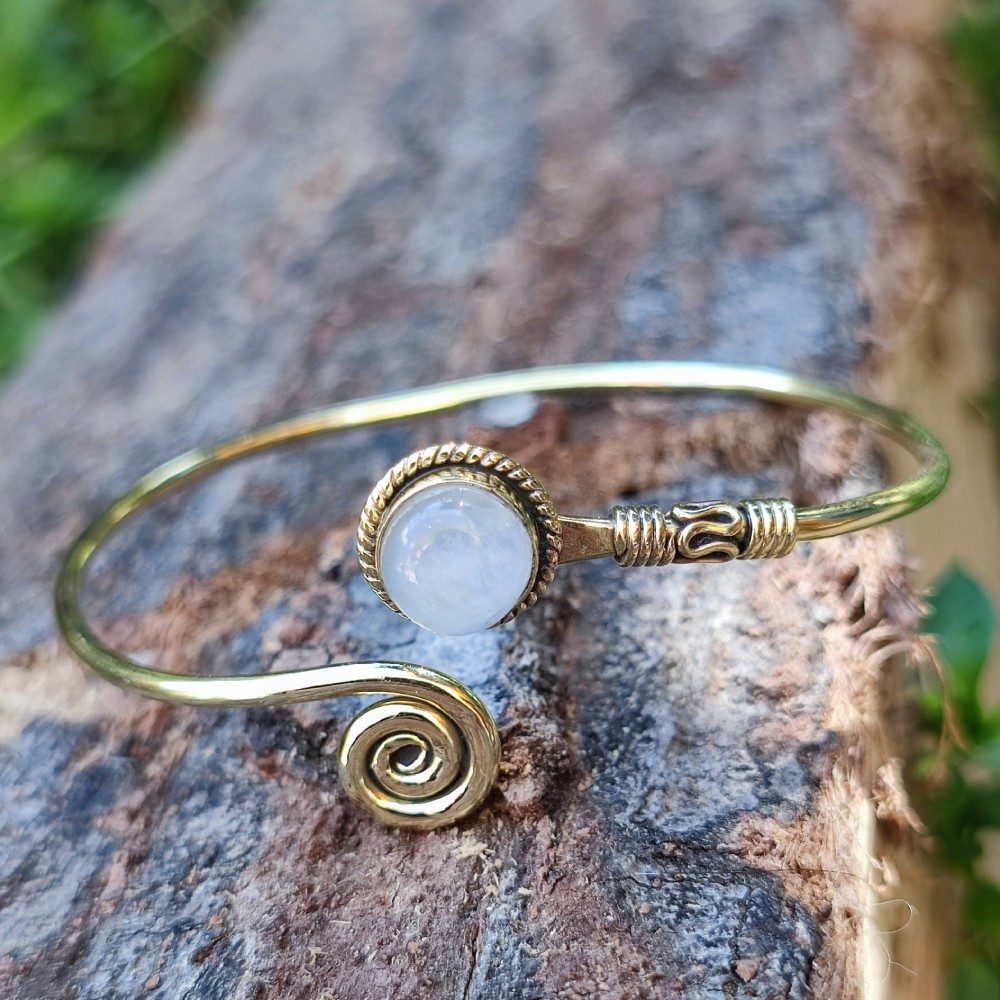 INDUMA bracciale in ottone a spirale con pietra pietra di luna