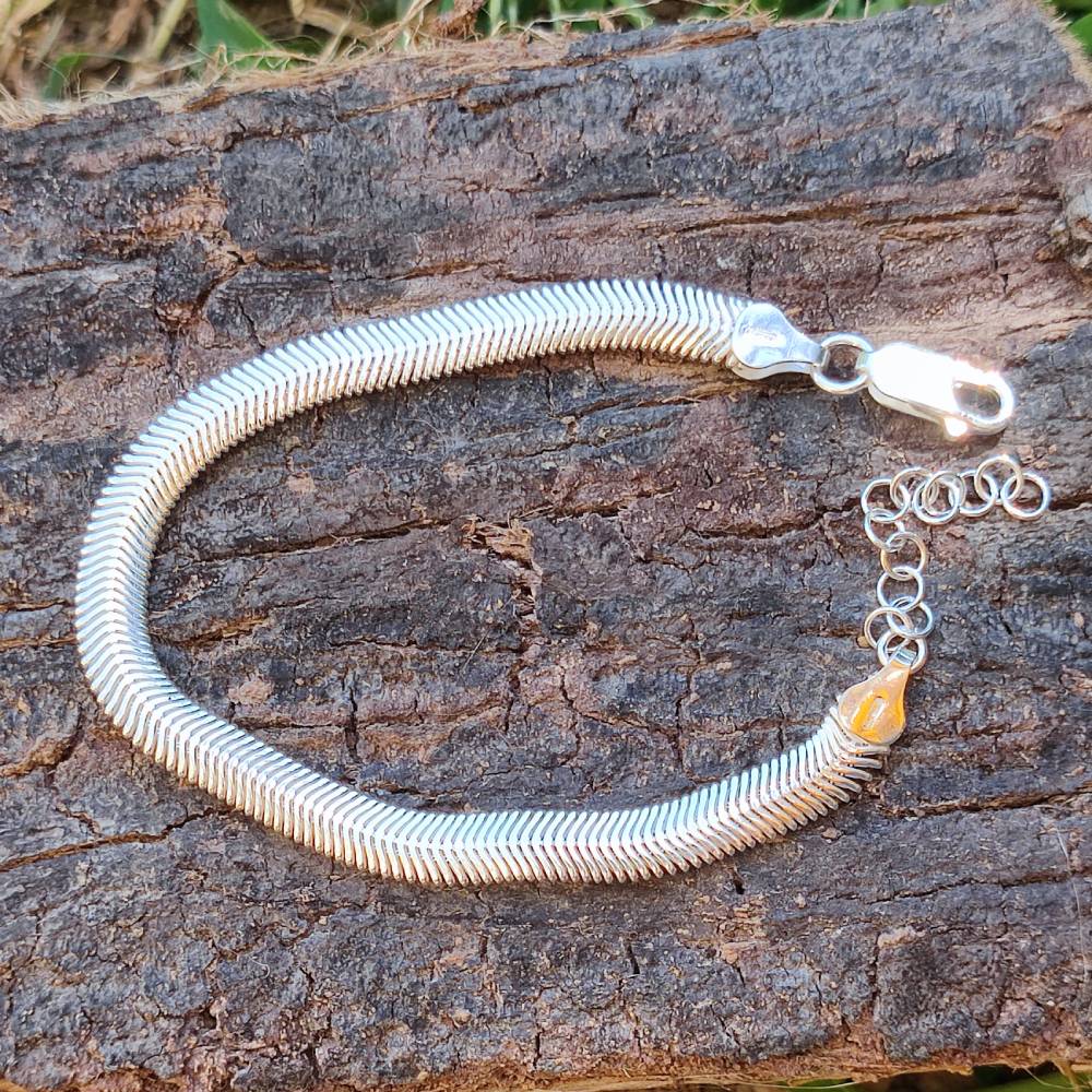 Bracciale piatto snake sottile argento 925 - BIKANER