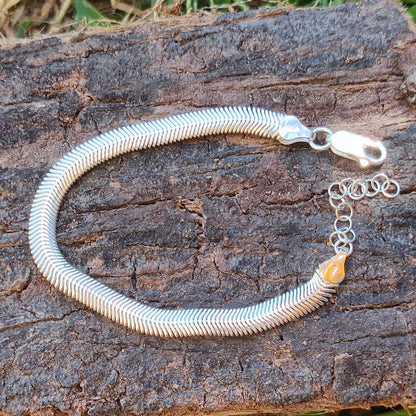 Bracciale piatto snake sottile argento 925 - BIKANER