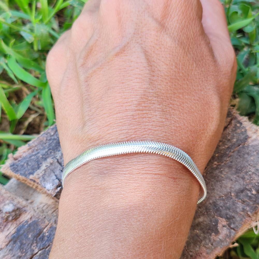 Bracciale piatto snake sottile argento 925 - BIKANER