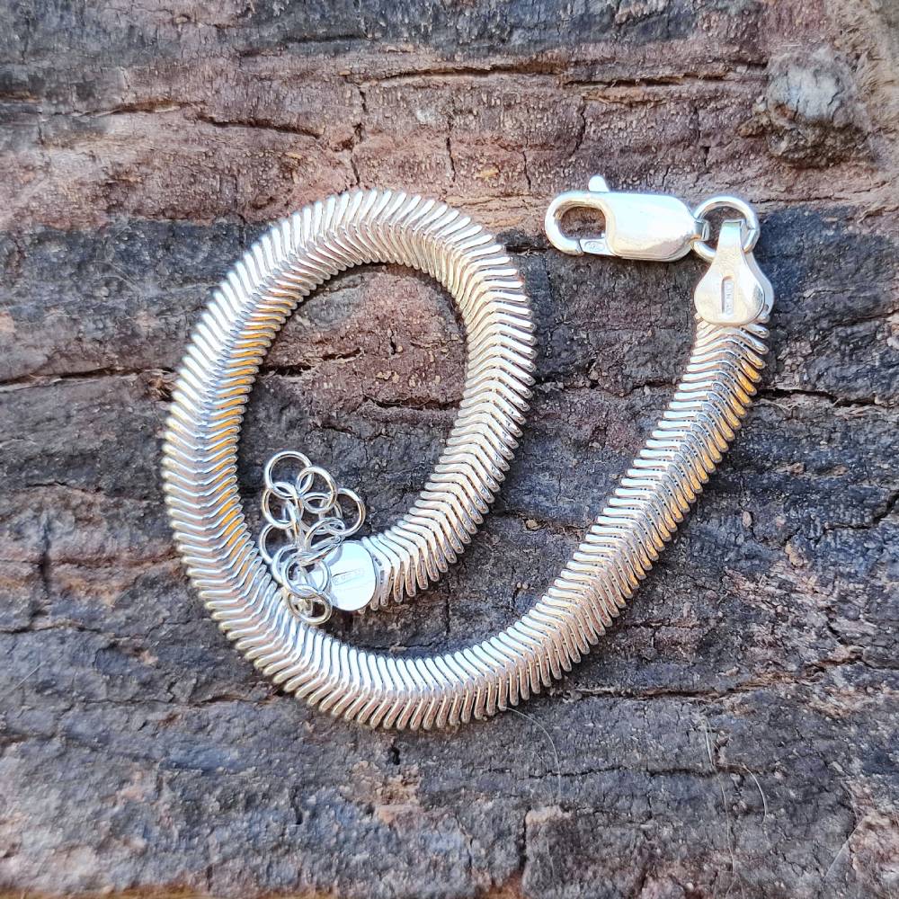 Bracciale piatto snake sottile argento 925 - BIKANER