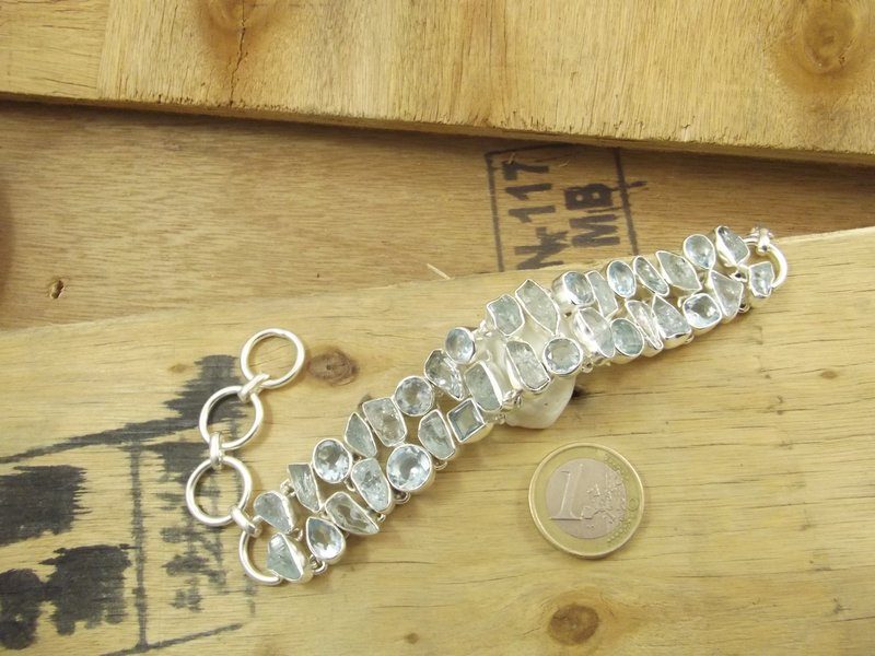Bracciale ACQUAMARINA grezza argento 925 TOPAZIO – regolabile