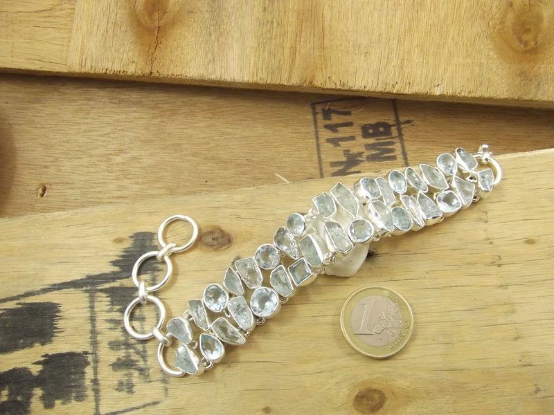 Bracciale ACQUAMARINA grezza argento 925 TOPAZIO
