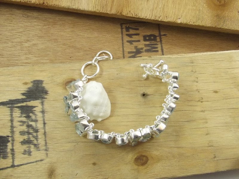Bracciale ACQUAMARINA grezza argento 925 TOPAZIO