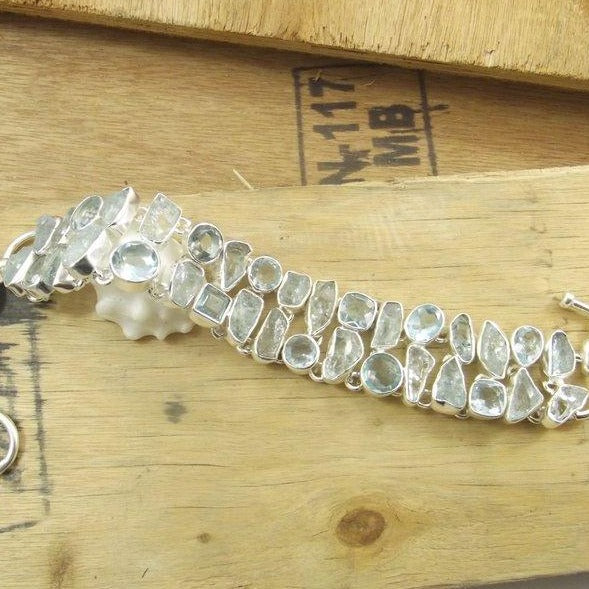 Bracciale ACQUAMARINA grezza argento 925 TOPAZIO