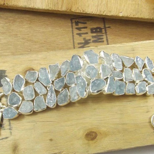 Bracciale ACQUAMARINA grezza argento 925