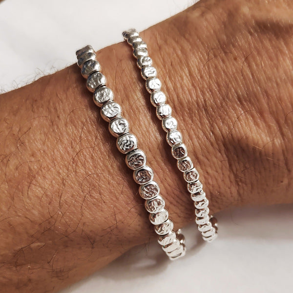 BRACCIALE ARGENTO a tubi piatti martellati grandi | Gioielli in argento