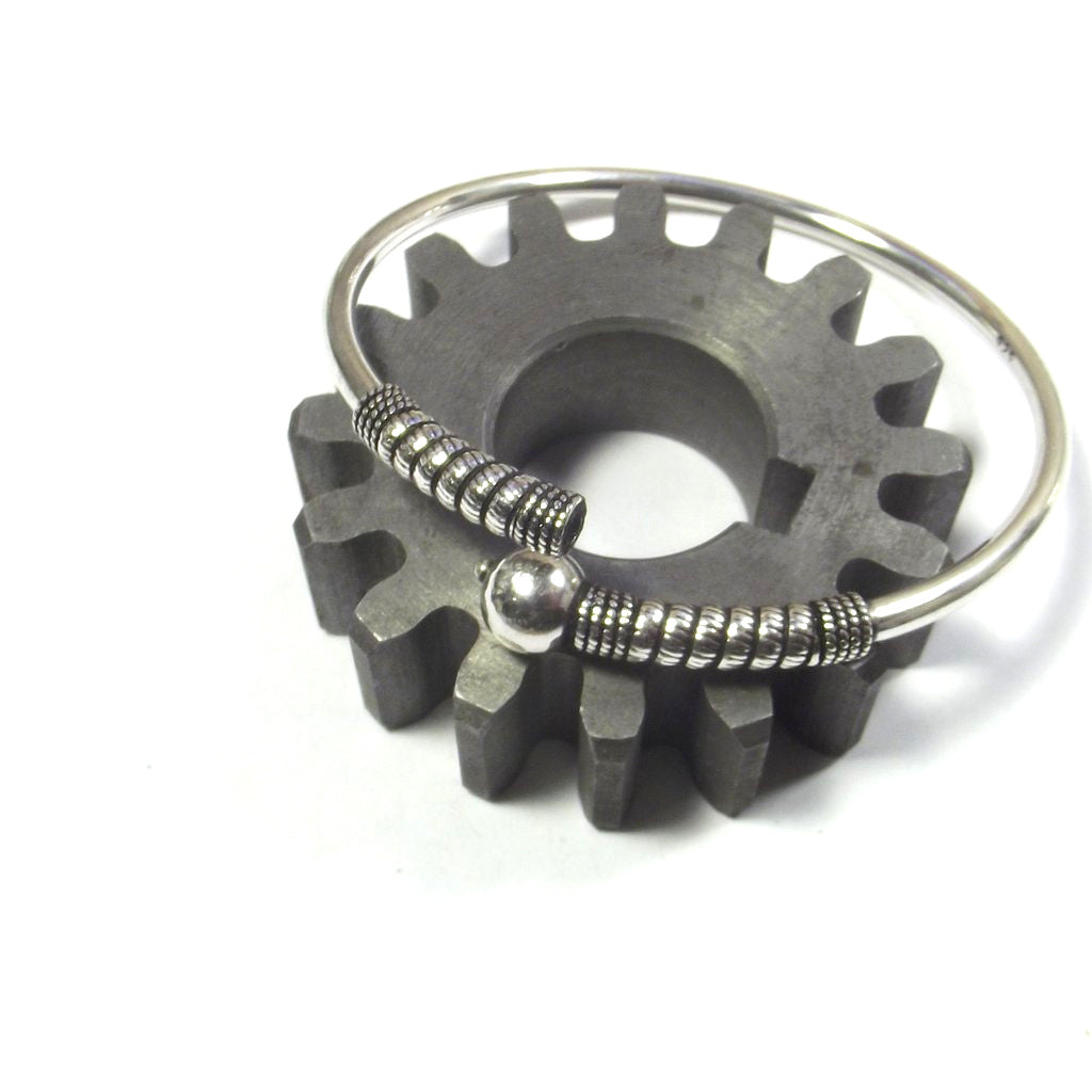 Bracciale argento 925 a cerchio rigido e sfera - DANBURE – apribile