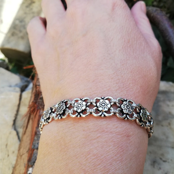 Bracciale etnico KUNDANIKA in argento 925 | Bracciali indiani SNAKE originali - Il mondo di Wit