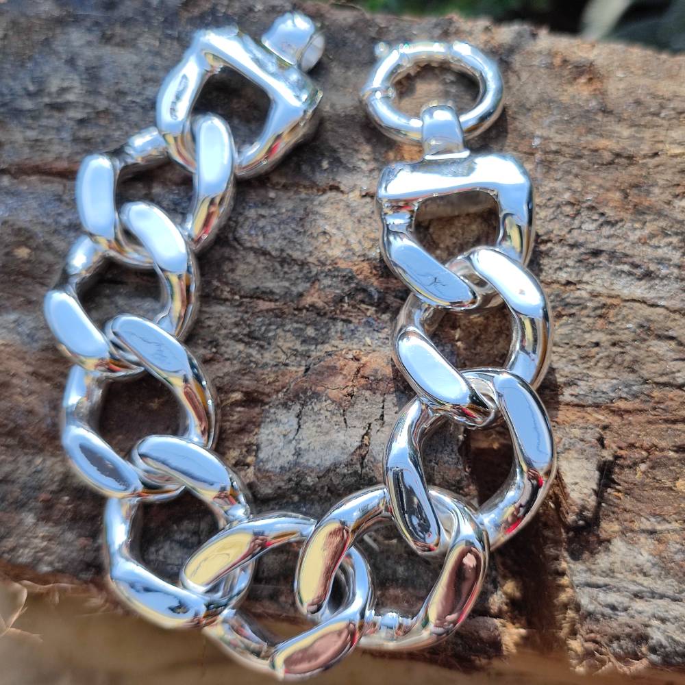 bracciale in argento 925‰ maglia grumetta rada finitura brunita bracciale in argento 925‰ maglia grumetta rada finitura brunita