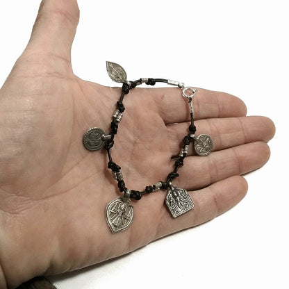 Bracciale Etnico Artigianale in Argento con DURGA Shiva e Brahma