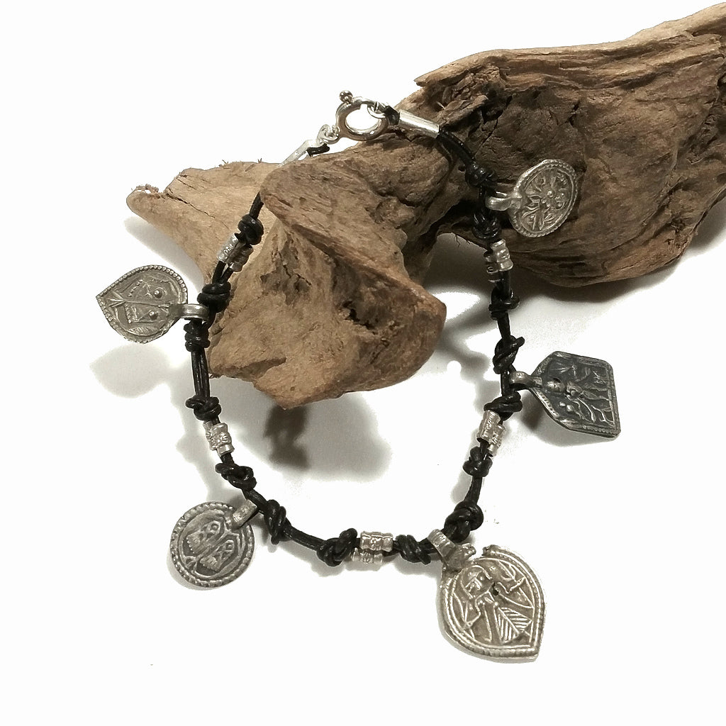 Bracciale Etnico Artigianale in Argento con DURGA Shiva e Brahma