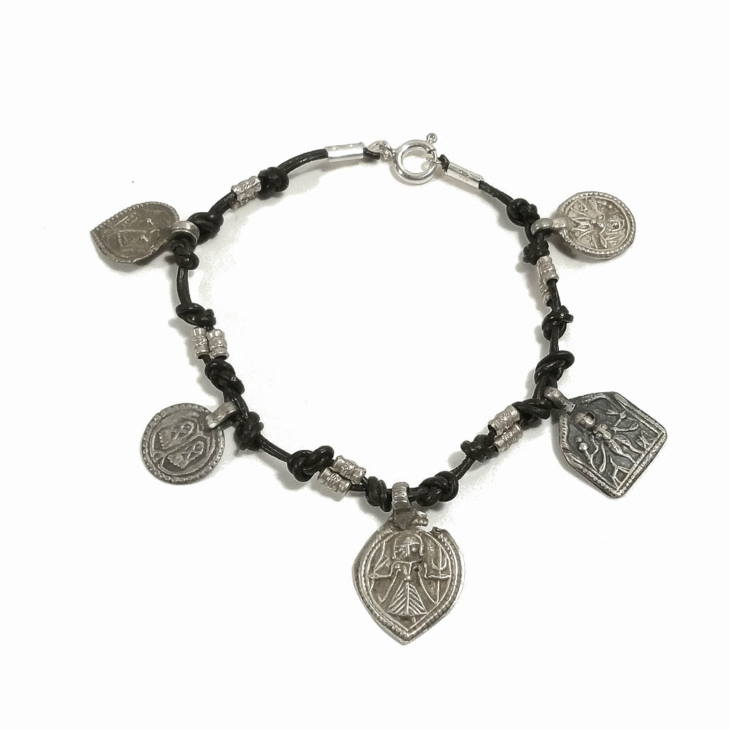 Bracciale Etnico Artigianale in Argento con DURGA Shiva e Brahma