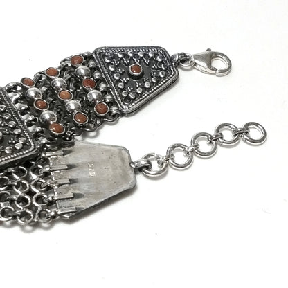 Bracciale ETNICO in argento 925 con Corallo , Perla | GIOIELLI ETNICI