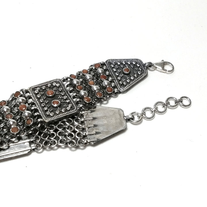 Bracciale ETNICO in argento 925 con Corallo , Perla | GIOIELLI ETNICI