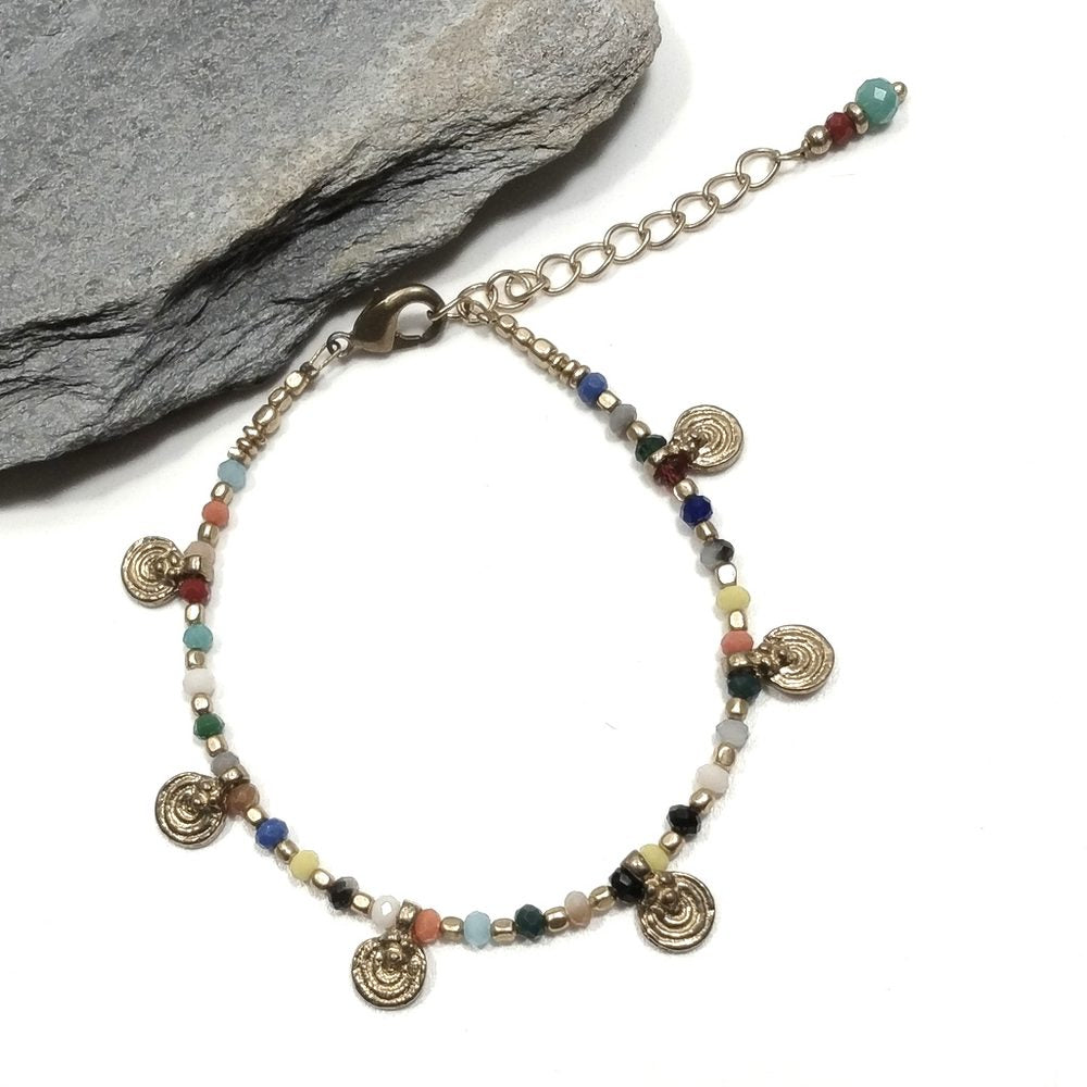 Bracciale artigianale in ottone STELLA SPIRALE FIORI | Bracciale ottone