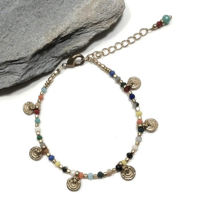 Bracciale artigianale in ottone STELLA SPIRALE FIORI | Bracciale ottone