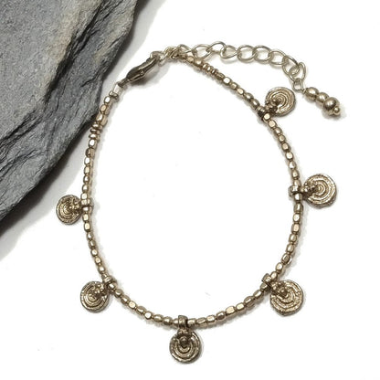Bracciale artigianale in ottone STELLA SPIRALE FIORI | Bracciale ottone