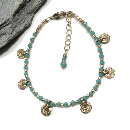 Bracciale artigianale in ottone STELLA SPIRALE FIORI | Bracciale ottone