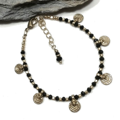 Bracciale artigianale in ottone STELLA SPIRALE FIORI | Bracciale ottone