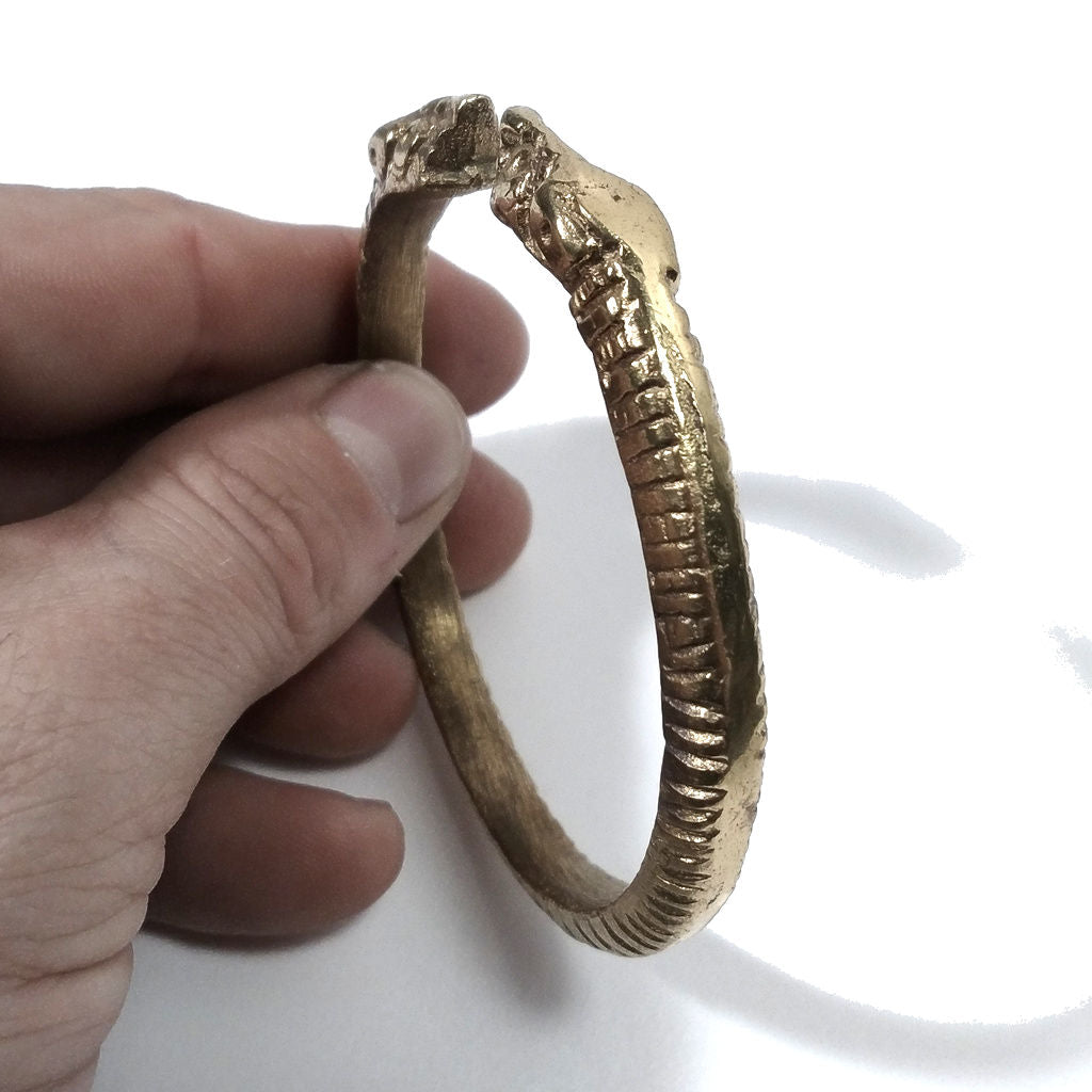 Bracciale in ottone con due serpenti "NAGA" Bracciale artigianale | BRACCIALE ETNICO