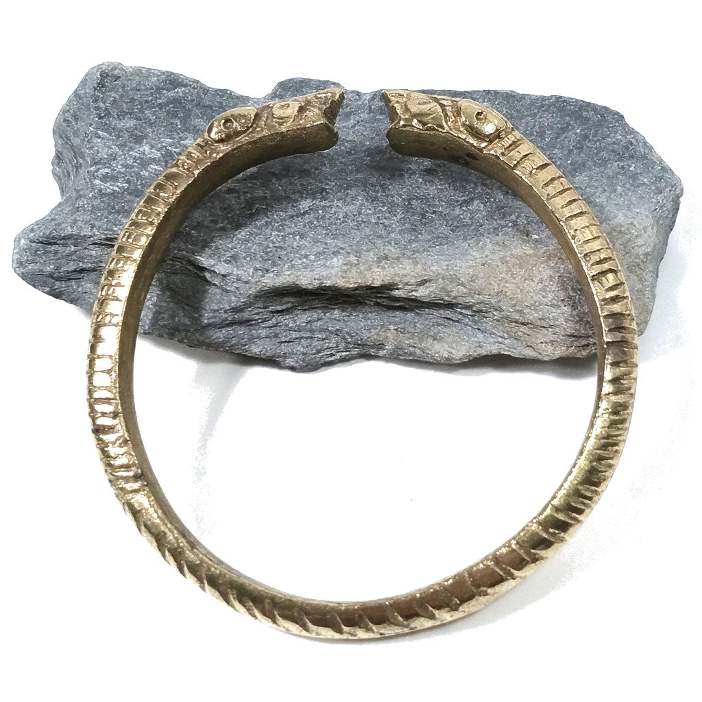 Bracciale in ottone con due serpenti "NAGA" Bracciale artigianale | BRACCIALE ETNICO