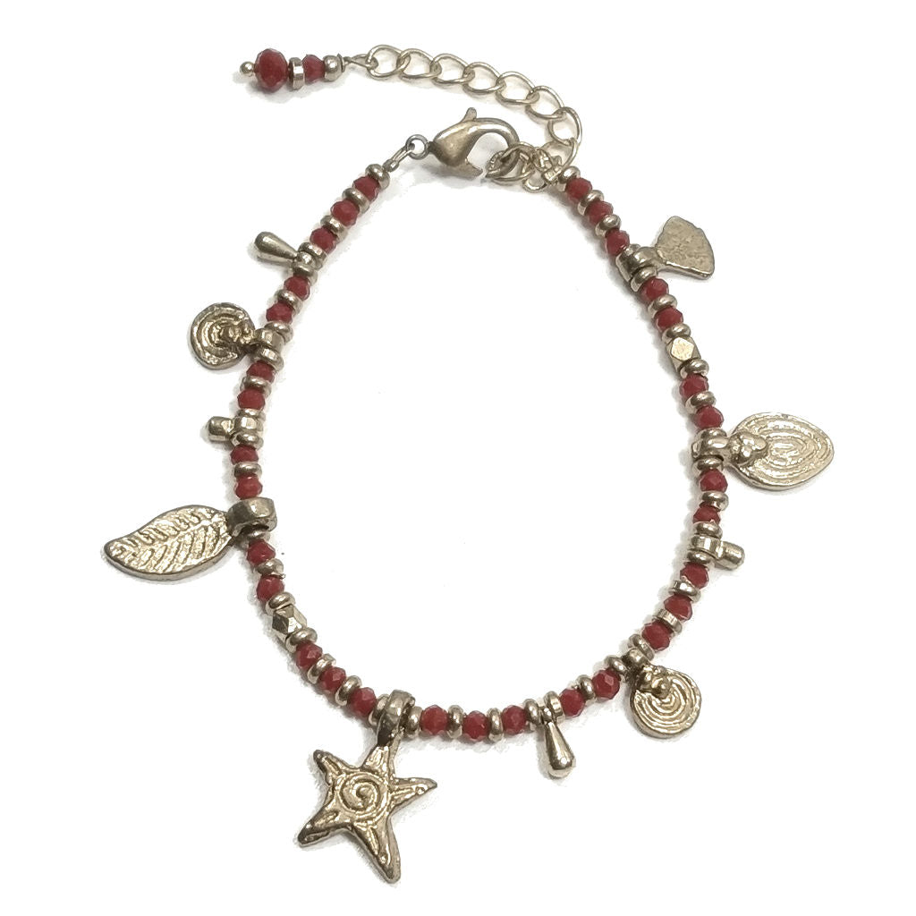 Bracciale artigianale in ottone STELLA SPIRALE FIORI | Bracciale ottone