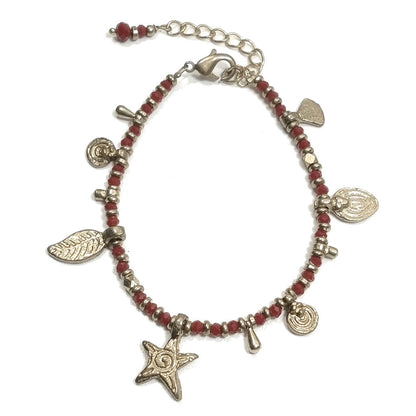 Bracciale artigianale in ottone STELLA SPIRALE FIORI | Bracciale ottone